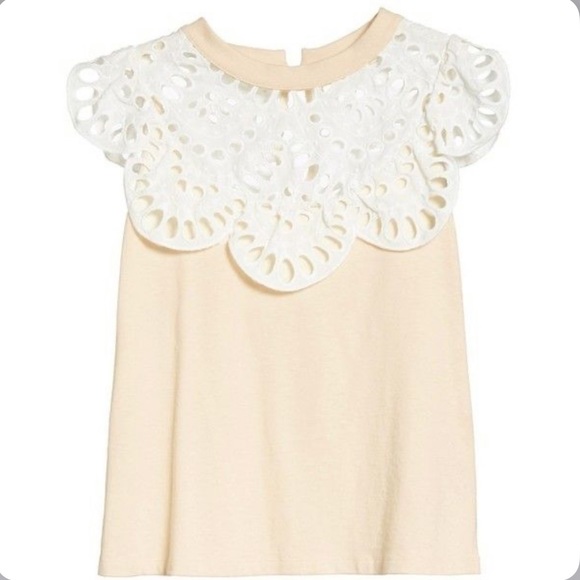 See By Chloe Eyelet Bib Neck Cotton Top Buttercream white - Picture 6 of 14